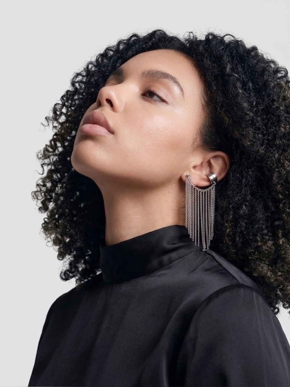 NWT Free People Collette Tassel Chain Drop Ear Cuff Earrings